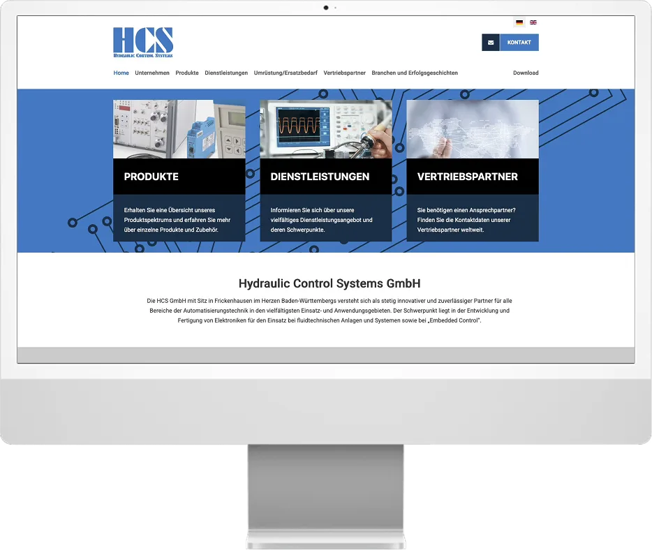 Die migrierte Joomla-5-Website der HCS GmbH