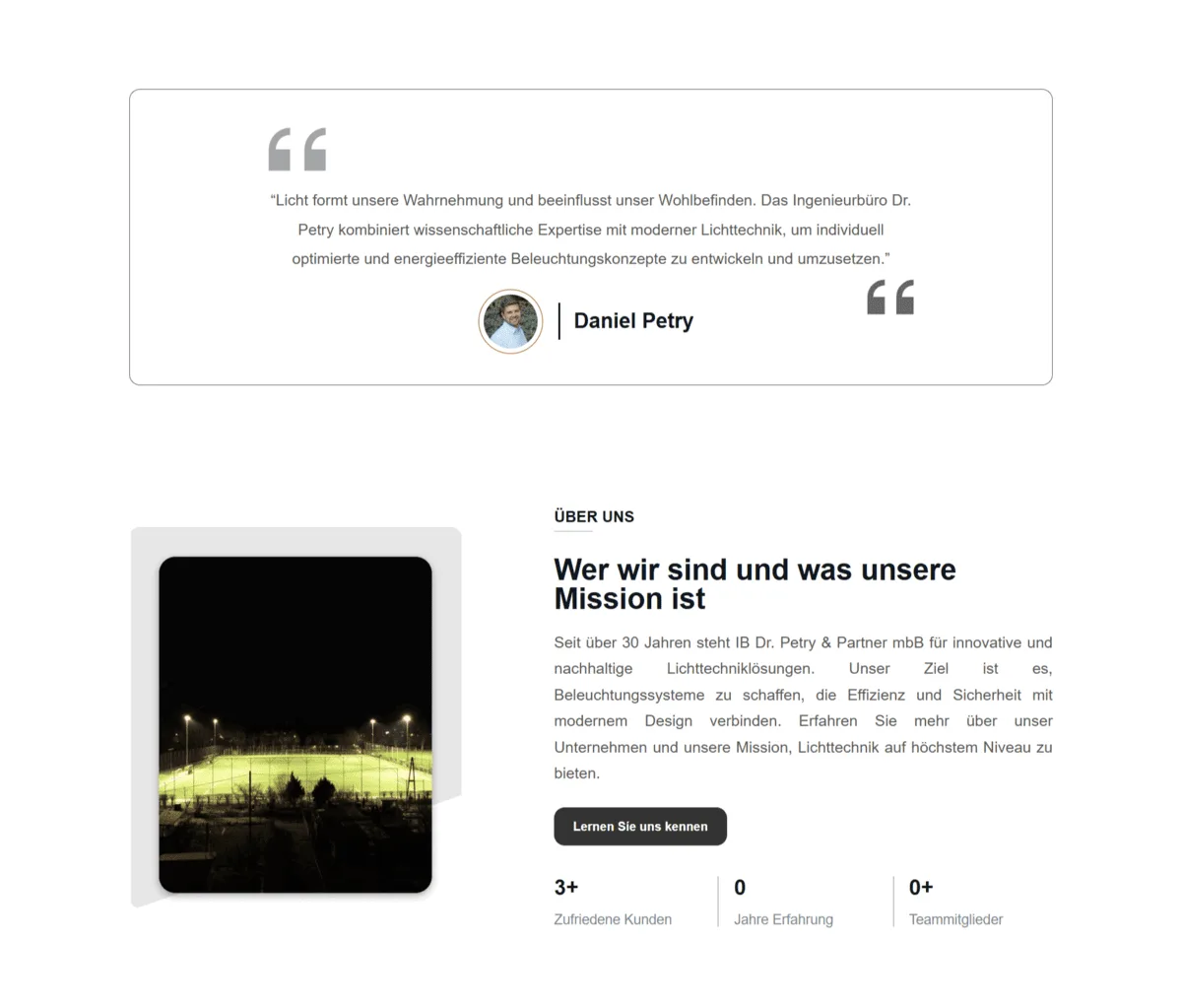 Screenshot der neuen Startseite von ib-dr-petry.de