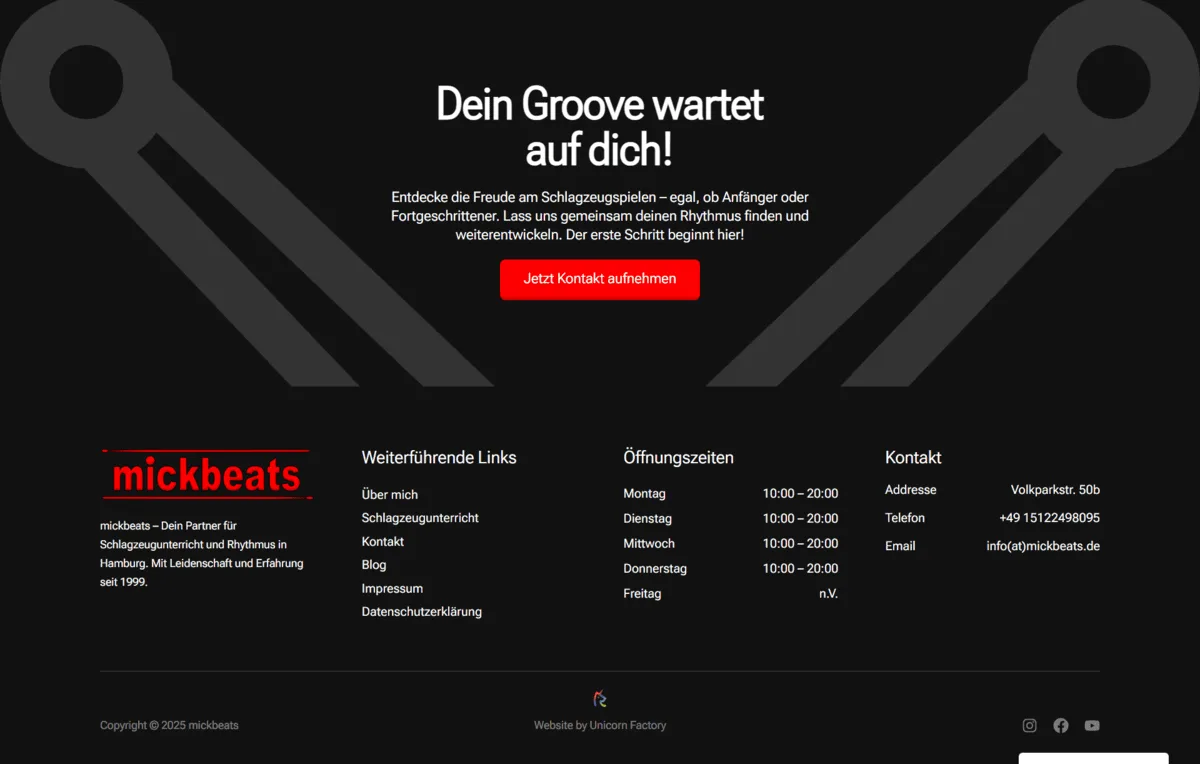 mickbeats Website Footer
