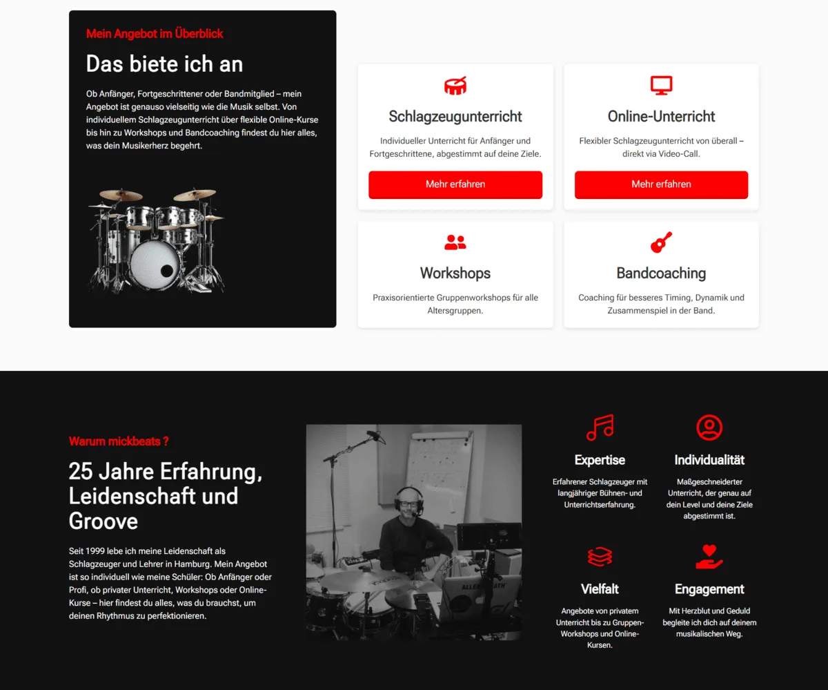 mickbeats Website Sektion 1
