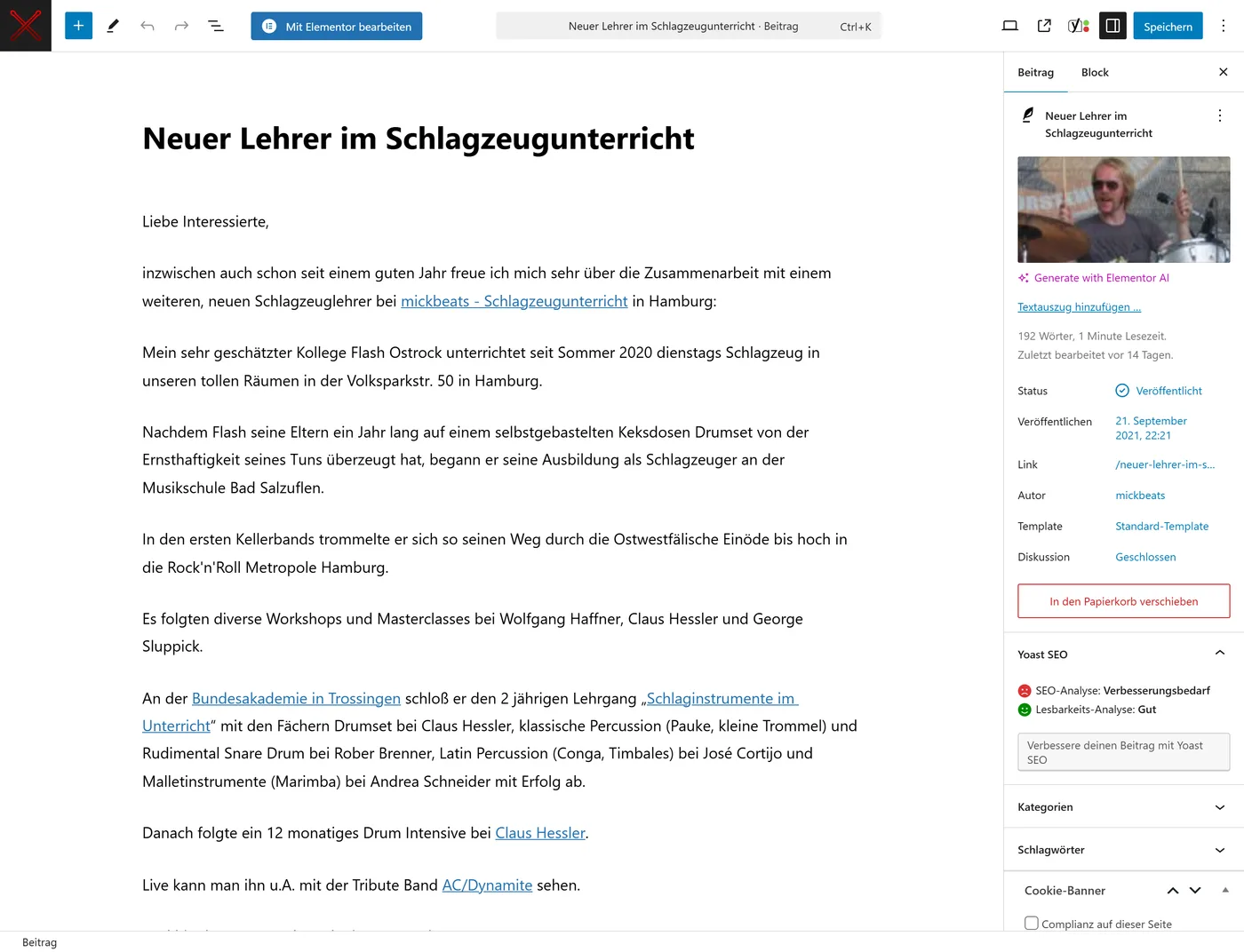 Intuitives Bearbeiten im klassischen Editor