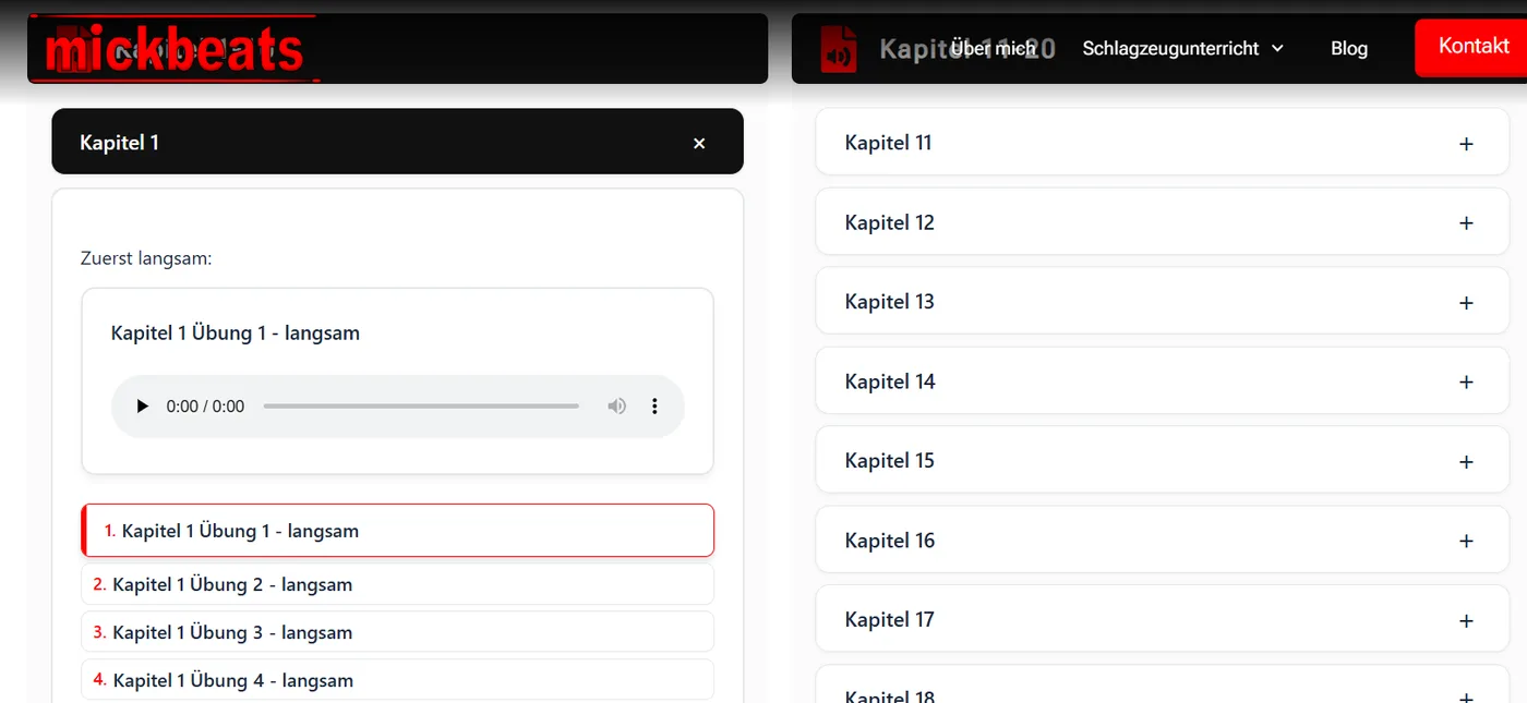 Interaktive Unterseite mit Audiolektionen – einfach gepflegt im Backend