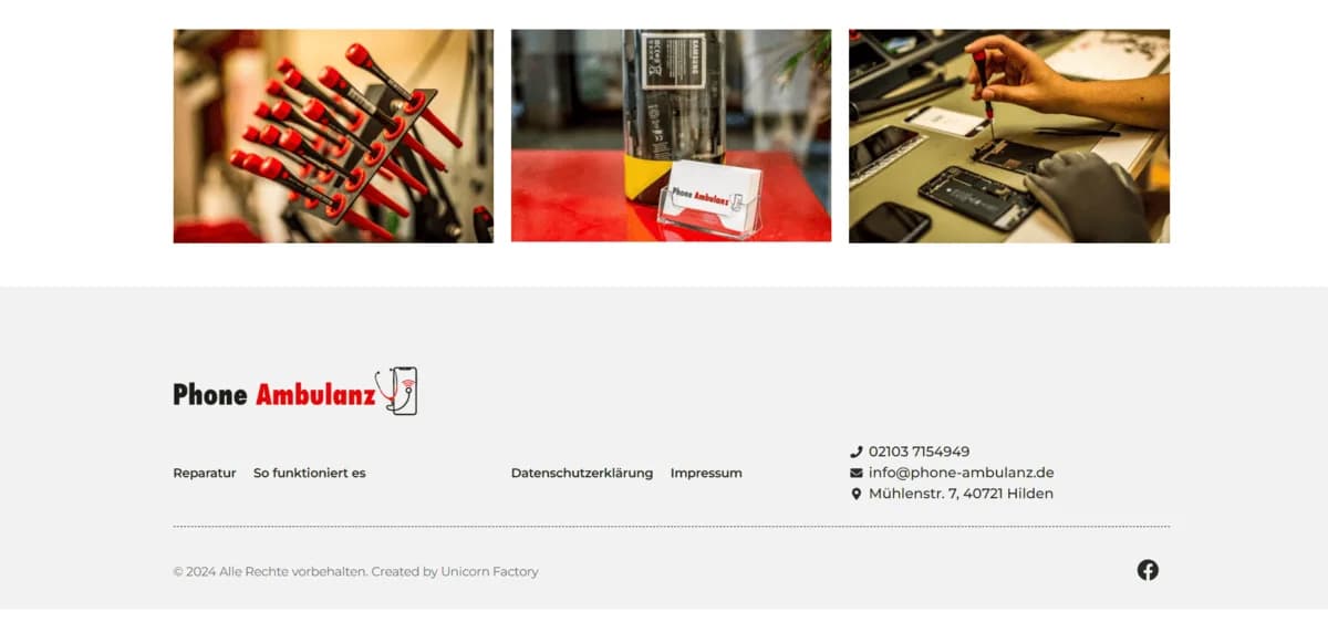 Ansicht 2 der Website von Phone Ambulanz