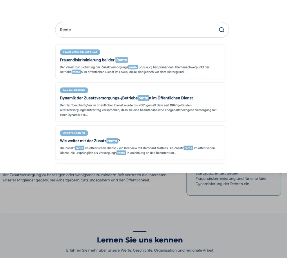 Custom-entwickelte Echtzeit-Suche durch 43 Fachbeiträge