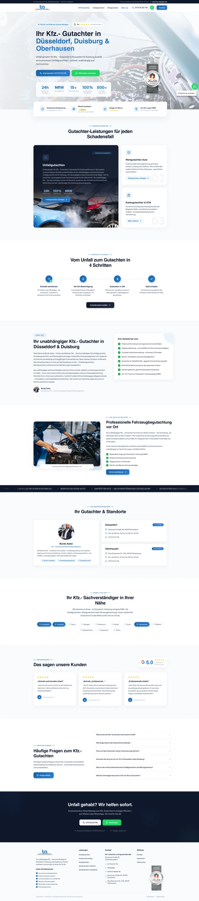 Website-Screenshot: SV Baslan – Kfz-Sachverständigenbüro